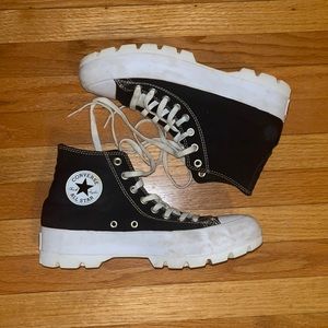 Black high top platform converse